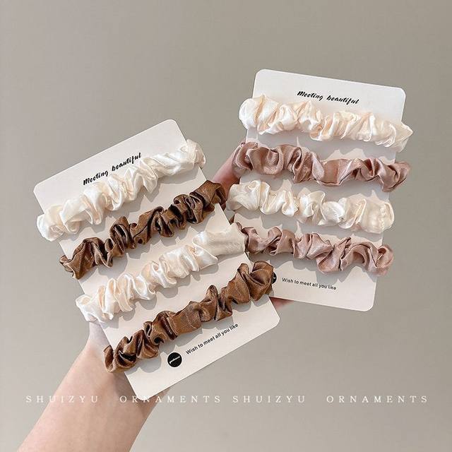 
French small intestine ring high elastic satin headband for women durable rubber band hair rope high-end ball hair accessories