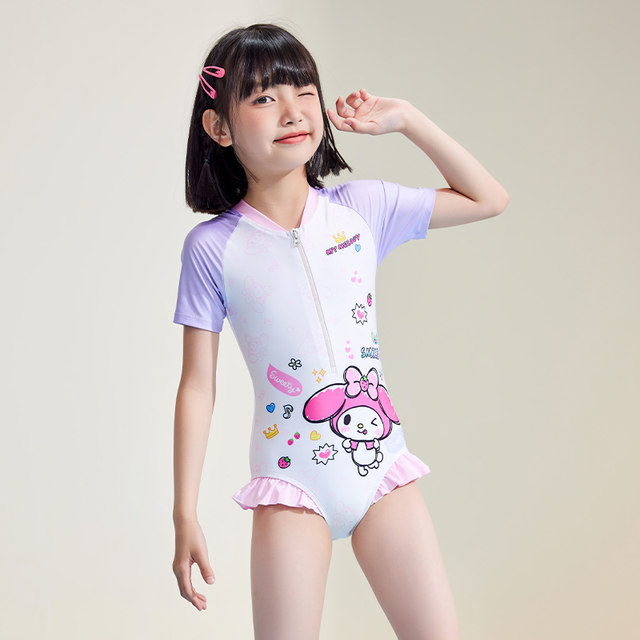 zokezhouke girls swimsuit one-piece triangle Melody girl princess baby vacation sun protection quick-drying swimsuit