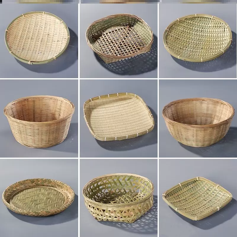 竹编晒盘晾晒筐商用晒东西的工具竹器竹制品家用竹子簸箕