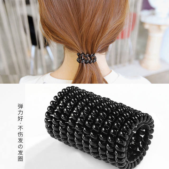 
Large phone line hair loop black thick head rope women tied hair high ponytail rubber band high elastic hair rope leather case