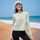 Tuoluji spring long-sleeved quick-drying T-shirt for women solid color short round neck breathable cotton-like small base T-shirt shirt

