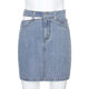 SUMMER CUTOUT Button Denim Pocket SKIRT Summer Summer Spanking Pocket Denim Skirt
