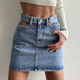 SUMMER CUTOUT Button Denim Pocket SKIRT Summer Summer Spanking Pocket Denim Skirt
