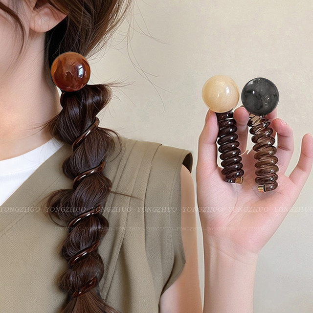 Retro simple bubble braided headband for women 2025 new high-end phone line hair loop tie ponytail hair braiding artifact headdress