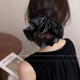 Zhao Lusi same style as satin large intestine hair circle for women with high-end feeling oversized black rope bun hair rope floral hair accessories
