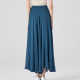 Mulberry silk georgette deep sea blue natural waist ruffle loose large size large double layer silk skirt