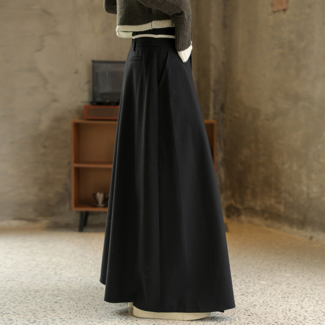 AIRIQI winter new texture commuting and slim casual high waist A-line midi skirt skirt AY34BQ505