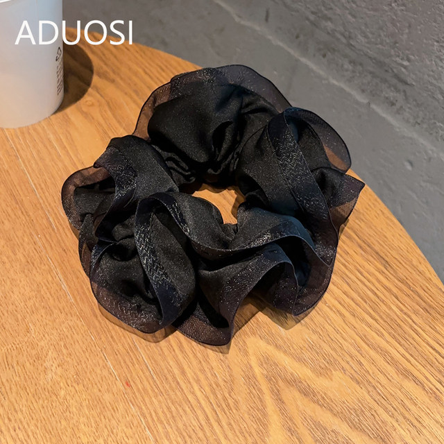 Ados hair tie, French high-end hair tie, black pleated versatile temperament, large intestine ring hair tie