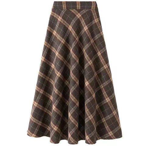 Spring and Autumn Pilele Skirt Women's Retro New Middle Long Mid -length A -line skirt high waist high waist and thin long skirt tide
