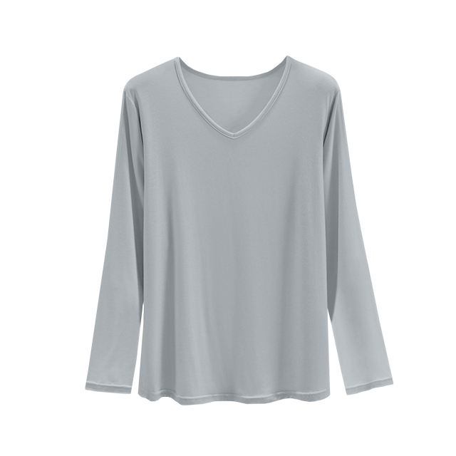 Modal V-neck Black Base Shirt for Women Spring and Autumn Wear Slim Long Sleeve Mask T-shirt with Low-collar Top