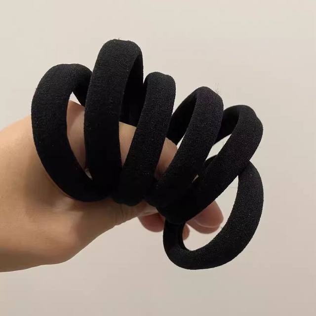 Korean version of high elastic durable leather case simple thickened temperament black head rope ponytail hair internet celebrity rubber band