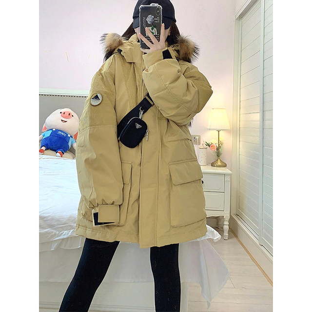 300jin [Jin is equal to 0.5 kg] Extraordinary women's clothing hooded workers overcome autumn and winter fat MM thick warm yellow cotton jacket women
