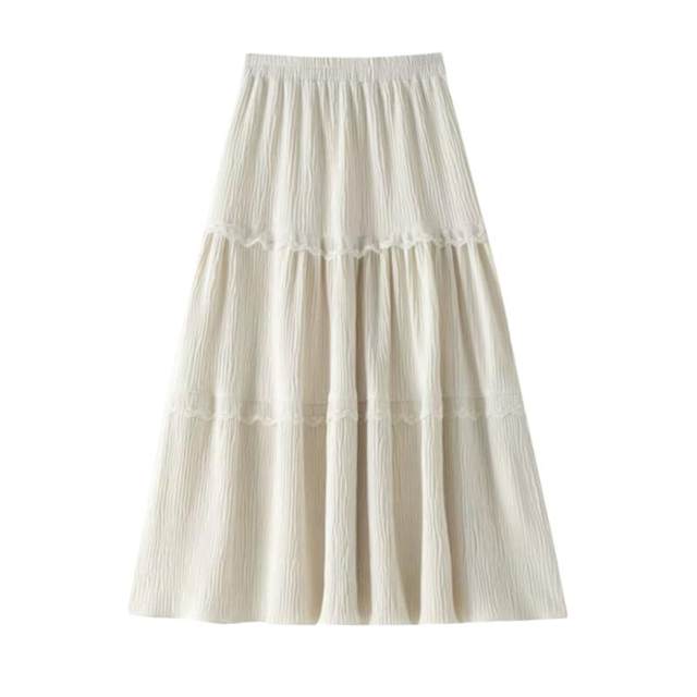Autumn and winter velvet cake skirt High waist 2024 mid -length new models and thin versatile pleated winter skirts

