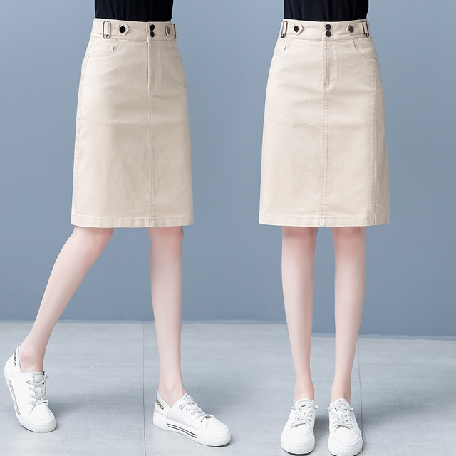 Denim skirt for women 2025 Spring and Autumn New versatile casual A-line short skirt high waist mid-length hip-covered one-step skirt