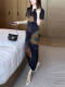 High-end new Chinese style printed short-sleeved dress for women 2024 summer new V-neck lace-up slim skirt