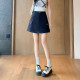 Awakening Paradise Trendy Fashion Simple and Versatile Popular Retro A-line Short Skirt Bright-line Zippered Skirt