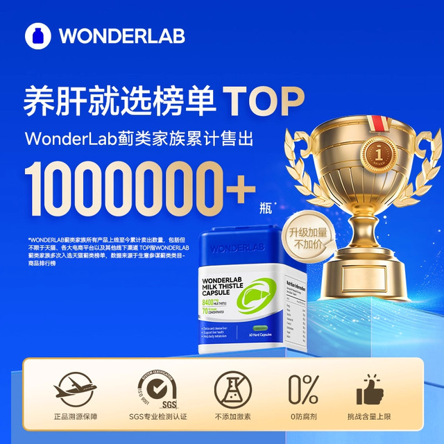WonderLab Highly Concentrated Milk Thistle Capsules Milk Thistle Purifying Tablets Men and Women Liver-Nourishing and Liver-Protective Tablets