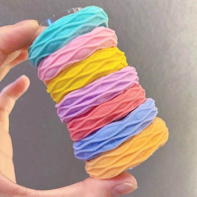 Children's colorful hair rings do not hurt hair, high ponytail hair rope, girls' towel ring, students' durable high-elastic hair rope rubber band