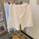 White cotton and linen suit shorts for women in summer thin high-end casual and versatile five-point pants A-line wide-leg pants ins