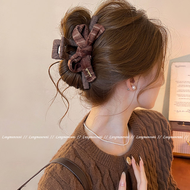 Maillard Bow Clip Women's High-end Large Shark Clip 2025 New Style Hair Clip Back of Head Headgear