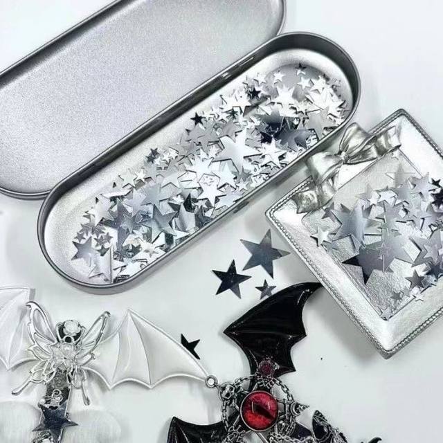 Silver star sequins ins wind and high appearance card bag DIY decoration filling ornament decoration accessories patch