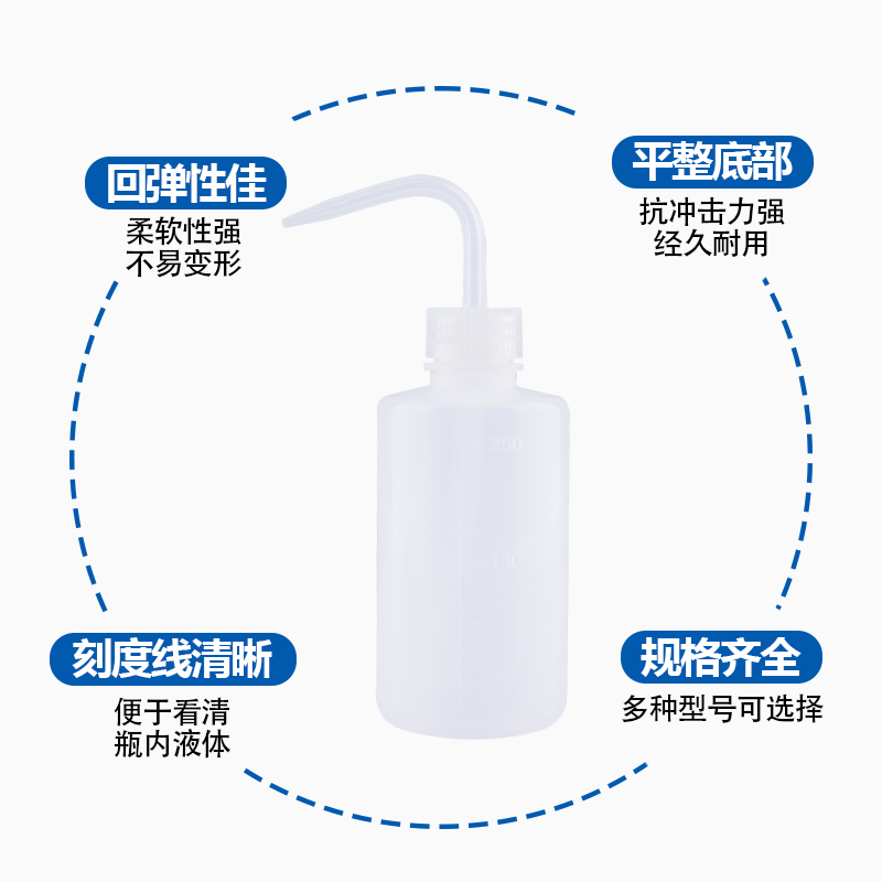 Xibo high-quality plastic safety bottle washing 250 500 1000ML elbow rinsing bottle blowing bottle organic solution cleaning bottle red head white head elbow rinsing bottle laboratory laboratory experiment consumables