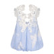 XIAOLI Xiao Li 25 spring and summer new blue lace printed suspender top
