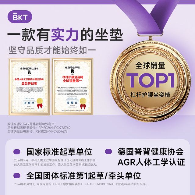 BKT waist protection cushion long-term artifact backrest ergonomic chair seat posture support office department support official flagship store