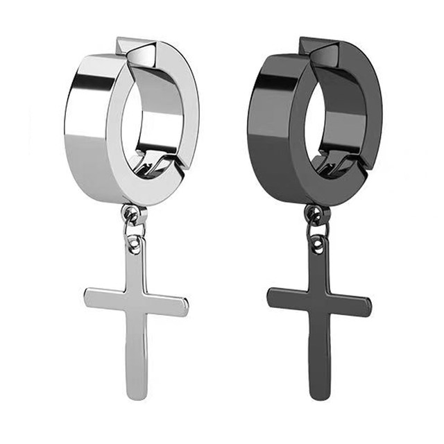 Cross ear clip men without ear piercings cold style handsome men single earrings high-end sense cool boy earrings