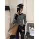 
Gray grunge thickened round neck base shirt for women 2025 autumn and winter new style inner raglan sleeve long sleeve T-shirt small top
