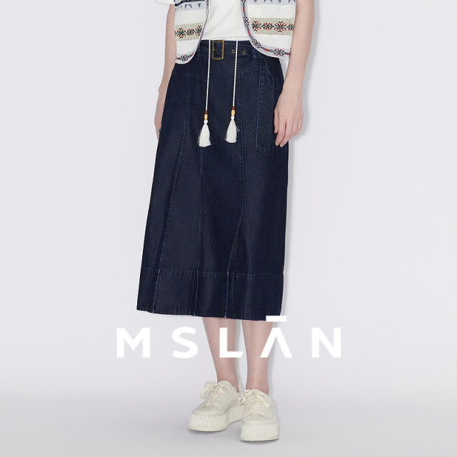 MSLAN Spring Commuter Workplace Skirt Skin-friendly Semi-Elastic Mid Skirt MFCE8209