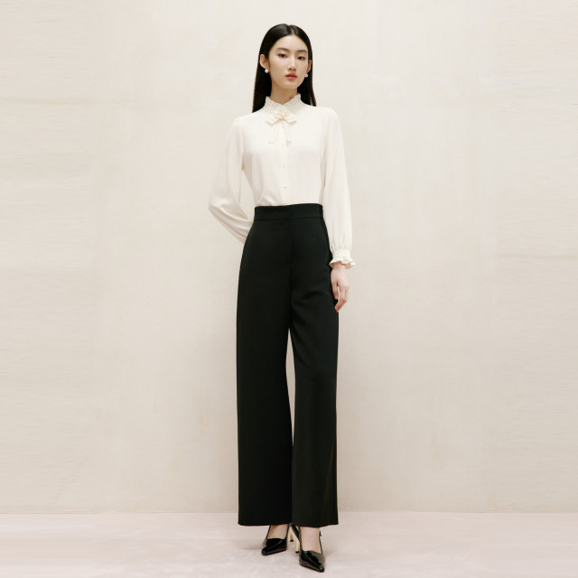 Langzi Group Lime Rhine Lacey Little Littarian Shirt Rice White Spring Half -neck Stereo Stereo Long Sleeve Jacket
