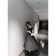 Pleasant French Sleeveless Square Neck Vest Dress Women's Summer Temperament Slim Waist Purple Long Skirt