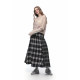 KBLC25 spring and summer retro spliced ​​plaid lotus leaf mid-length skirt fairy looking tall and slim half-body long skirt for women