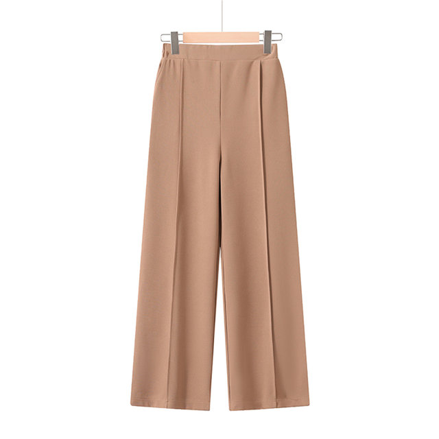 Mom's autumn and winter trousers, versatile casual straight-leg pants for middle-aged and elderly women, elastic waist, loose elastic wide-leg pants