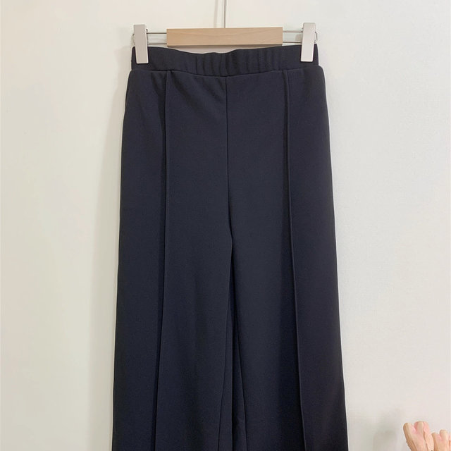 Mom's autumn and winter trousers, versatile casual straight-leg pants for middle-aged and elderly women, elastic waist, loose elastic wide-leg pants