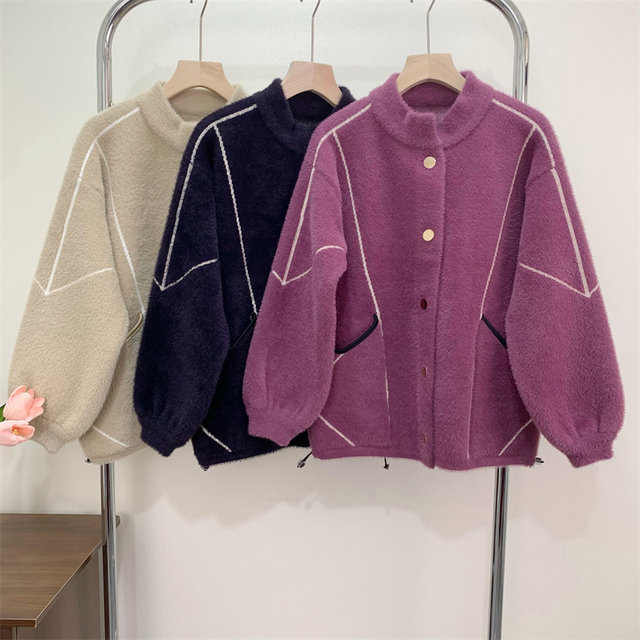 Middle -aged and elderly mother autumn clothes temperament short imitation mink jacket Middle -aged women's autumn and winter new hair thick top
