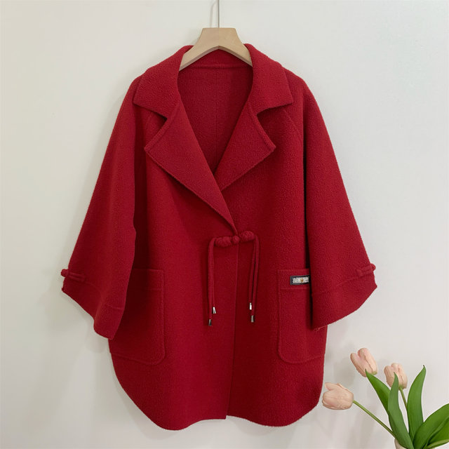 Mom's 2025 new autumn and winter double-sided wool jacket fashionable large-size top middle-aged and elderly women's temperament coat