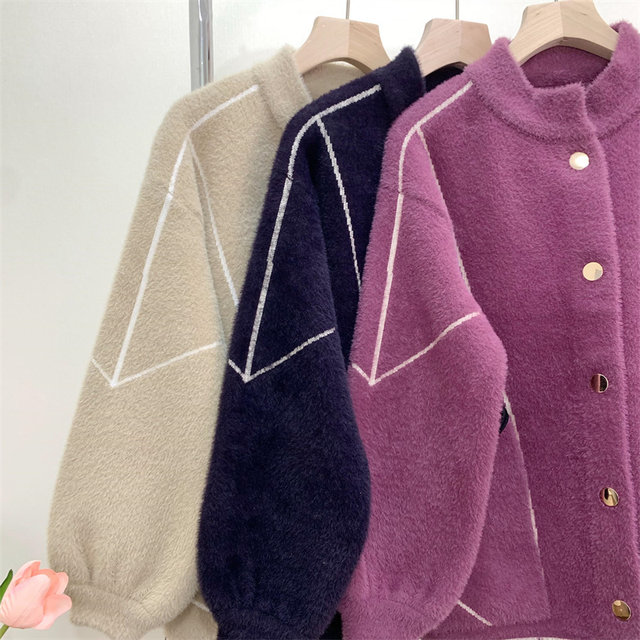 Middle -aged and elderly mother autumn clothes temperament short imitation mink jacket Middle -aged women's autumn and winter new hair thick top
