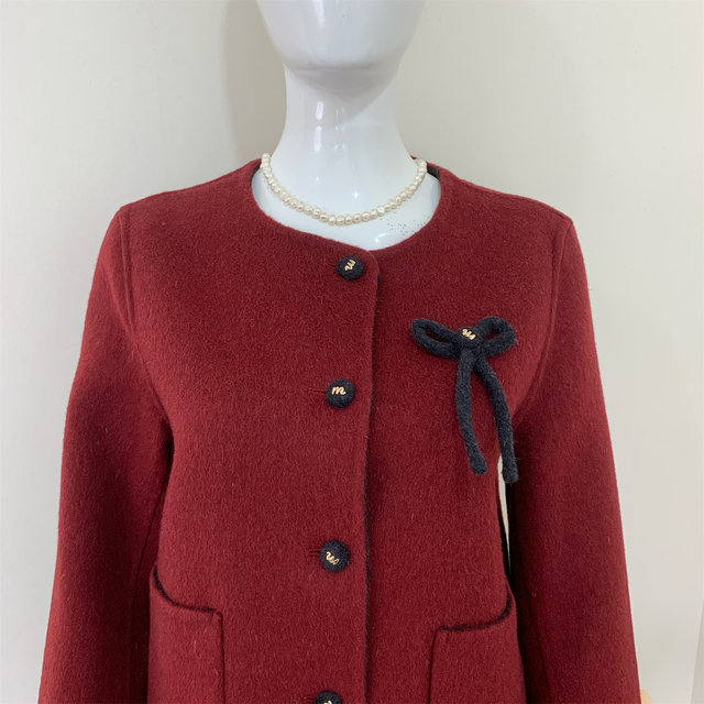 Red double-sided cashmere coat for women 2025 autumn and winter new style mother-in-law wedding dress mother's woolen short coat