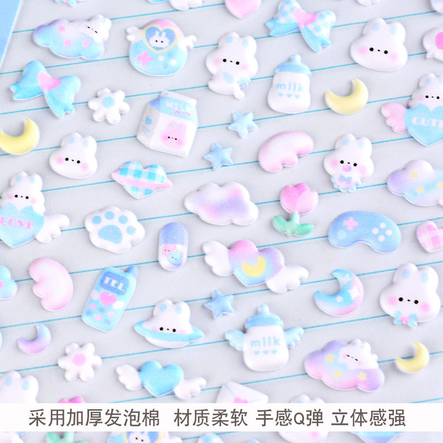 Japanese cute little animal food 3d three-dimensional bubble stickers for children girls mobile phone case decoration small nose stickers