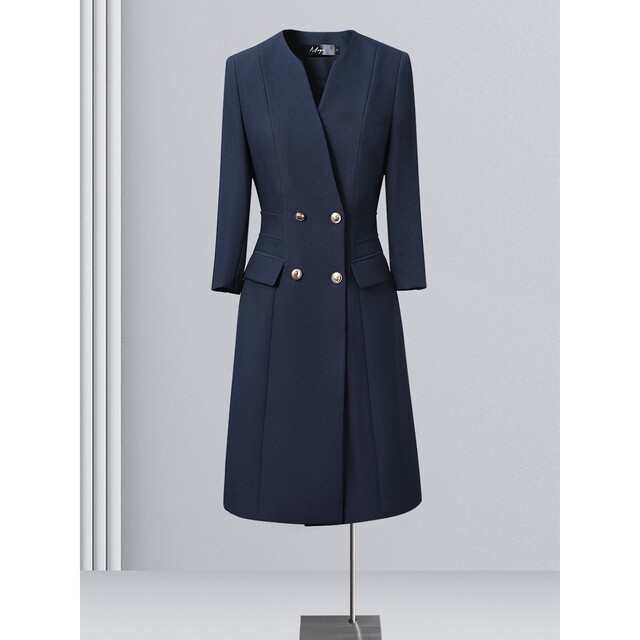 Professional dress high-end women's clothing, three-quarter sleeves, collarless fashion temperament, OL commuting work clothes for women in spring and autumn new style
