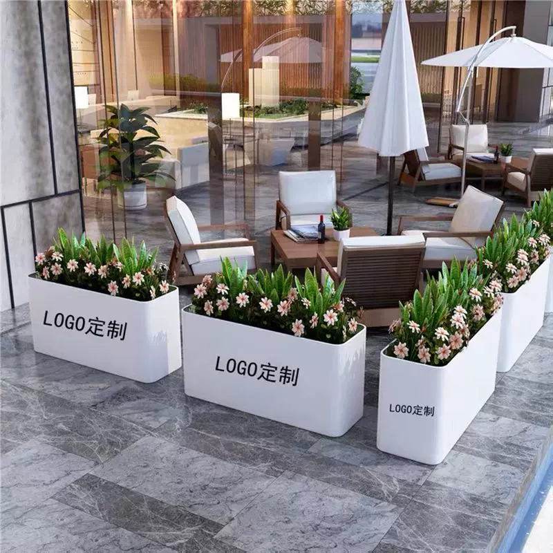 定製戶外不鏽鋼花槽種植箱鍍鋅烤漆花箱鐵藝花鉢花壇花盆隔離花架 Taobao