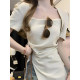 Large size fat mm pure desire square neck short-sleeved T-shirt for women 2025 summer new style slim and versatile irregular hot girl style