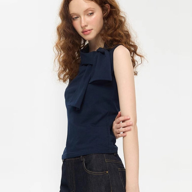 SUREENOUGH bow strap sleeveless slim niche vest vest summer women