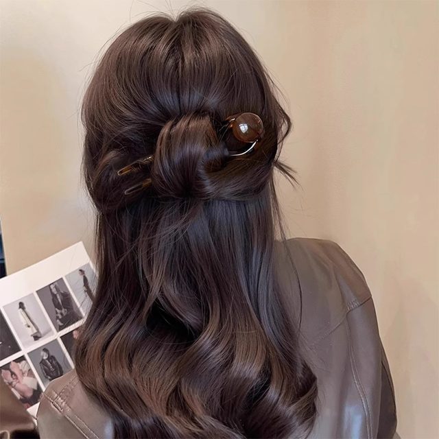 New Chinese-style U-shaped hairpin hairpin hairpin artifact 2025 new high-end ball head hairpin hair accessories half-tied hairpin