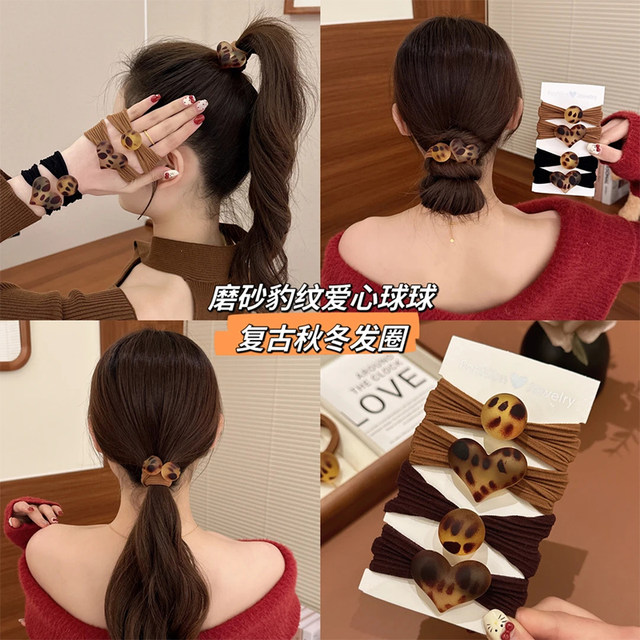 Leopard print hair tie headband 2025 new style high-end high-end hair tie rubber band high elasticity and durable hair rope headwear for women