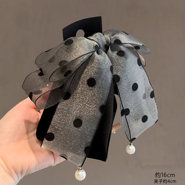 Bow high ponytail hair clip 2025 new high-end style back head half-tied hair clip hair clip headdress for women