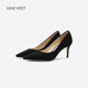 Nine West/Jiuxi 2025 summer new high heels for women pointed toe suede slim heels commuting shoes for women