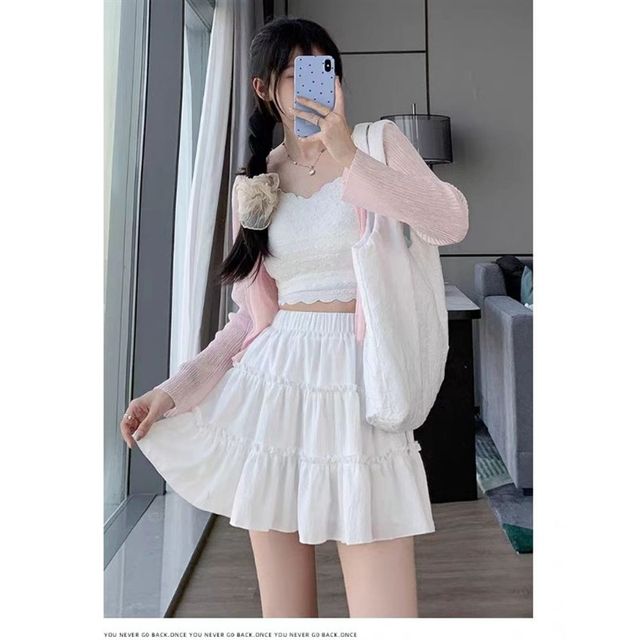 
Large size fat mm new cake short skirt for women in summer skirt, slim high waist, fashionable and versatile small A-line skirt